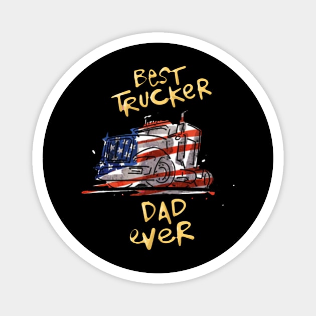 Vintage Usa Best Trucker Dad Ever American Flag Fathers Day Magnet by  bullfarm